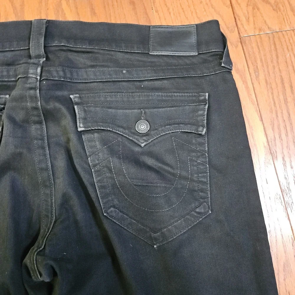 True Religion Ricky Straight Leg Black Jeans Mens Size 38 Made in USA 38x34